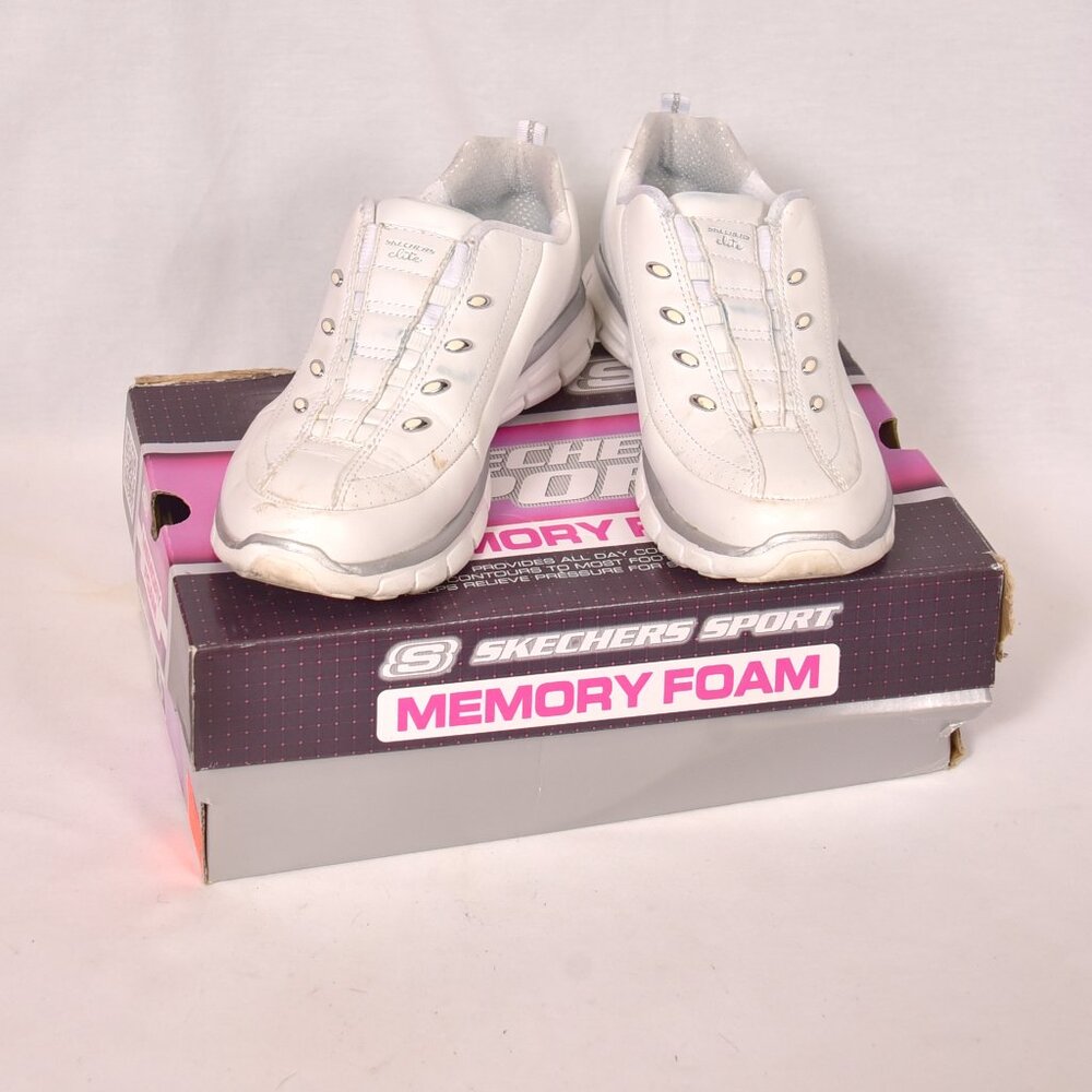 Skechers Elite Class Memory Foam White Silver Sne… - image 1